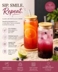 Glass Tea Tumbler with bamboo lid and straw