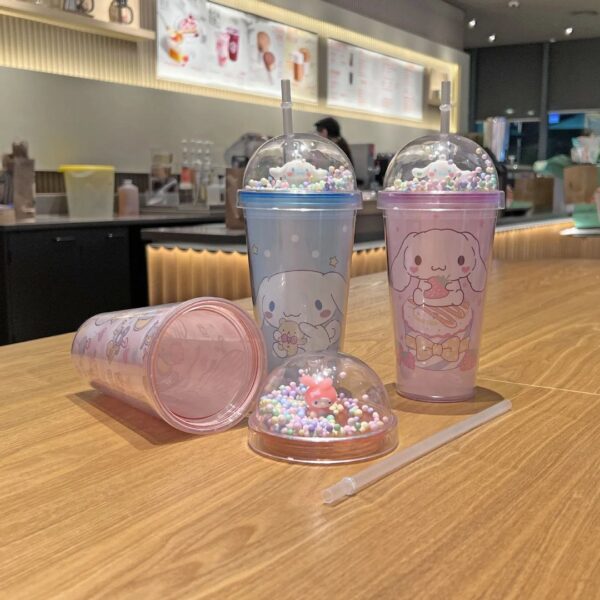 LED 500ml Double-Layer Straw Bottle