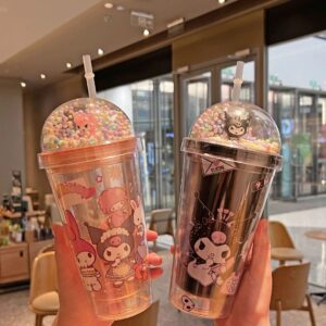 LED 500ml Double-Layer Straw Bottle