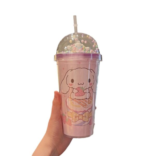 LED 500ml Double-Layer Straw Bottle