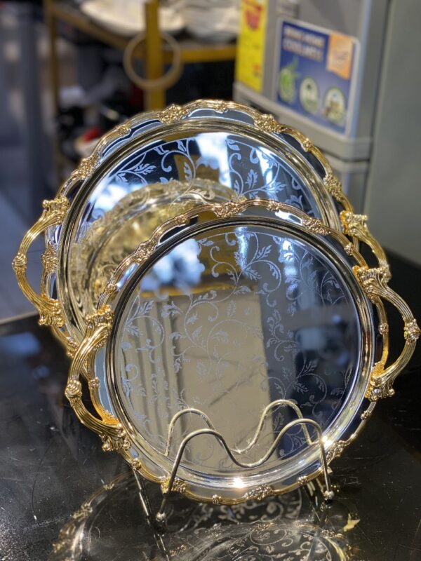 2-Piece Polished Serving Tray Set