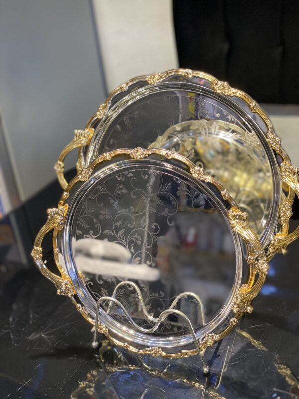 2-Piece Polished Serving Tray Set