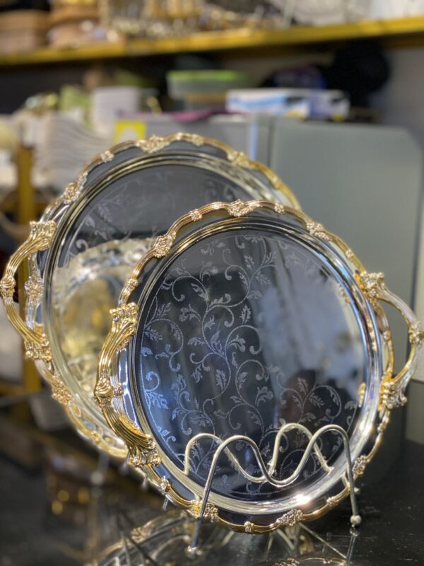 2-Piece Polished Serving Tray Set