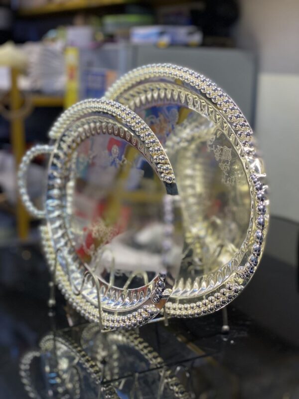 2-Piece Ornate Mirror-Finish Tray Set