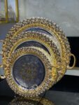 3-Piece Gold & Silver Ornate Tray Set