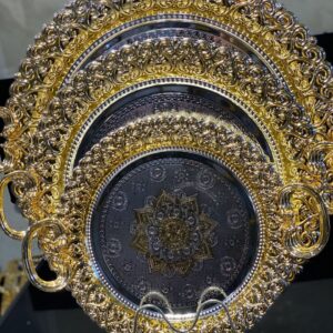 3-Piece Gold & Silver Ornate Tray Set