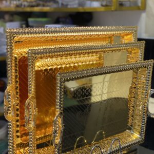 3-Piece Ornate Gold Serving & Vanity Set