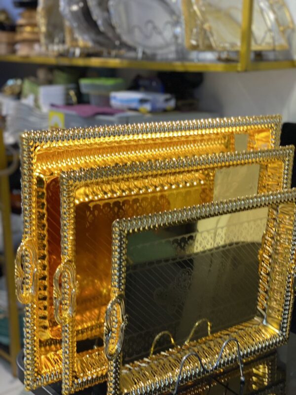 3-Piece Ornate Gold Serving & Vanity Set