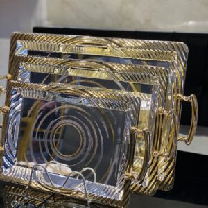 3-Piece "Infinity-Swirl" Gold Tray Set