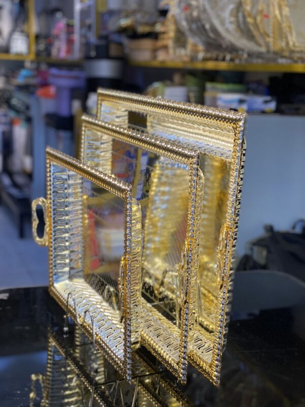 3-Piece Ornate Metallic Tray Set
