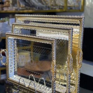 3-Piece Ornate Metallic Tray Set