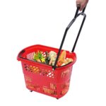 34L Rolling Shopping Basket with Telescopic Handle
