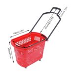 34L Rolling Shopping Basket with Telescopic Handle