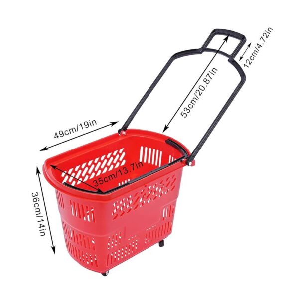34L Rolling Shopping Basket with Telescopic Handle