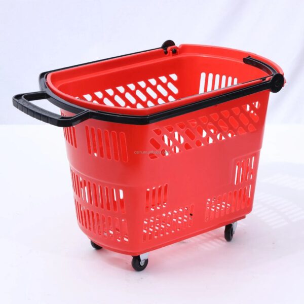 34L Rolling Shopping Basket with Telescopic Handle