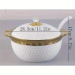 2.5L Luxurious Ceramic Soup Pot with Gold Accents