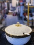 2.5L Luxurious Ceramic Soup Pot with Gold Accents