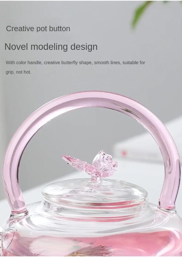 1.5L Heat-Resistant Borosilicate Glass Teapot with Butterfly Lid