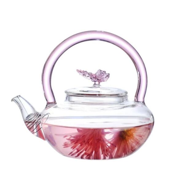 1.5L Heat-Resistant Borosilicate Glass Teapot with Butterfly Lid