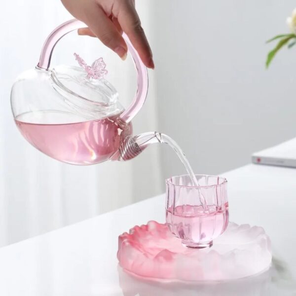 1.5L Heat-Resistant Borosilicate Glass Teapot with Butterfly Lid