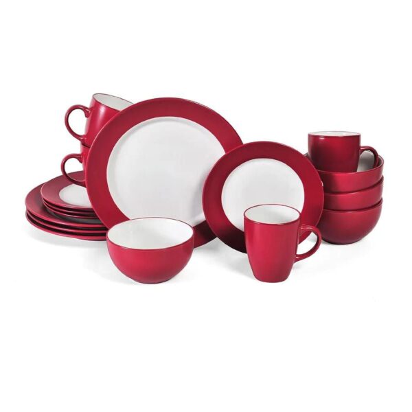Red 16-Piece Stoneware Dinnerware Set