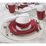 Red 16-Piece Stoneware Dinnerware Set
