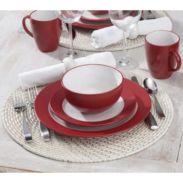Red 16-Piece Stoneware Dinnerware Set