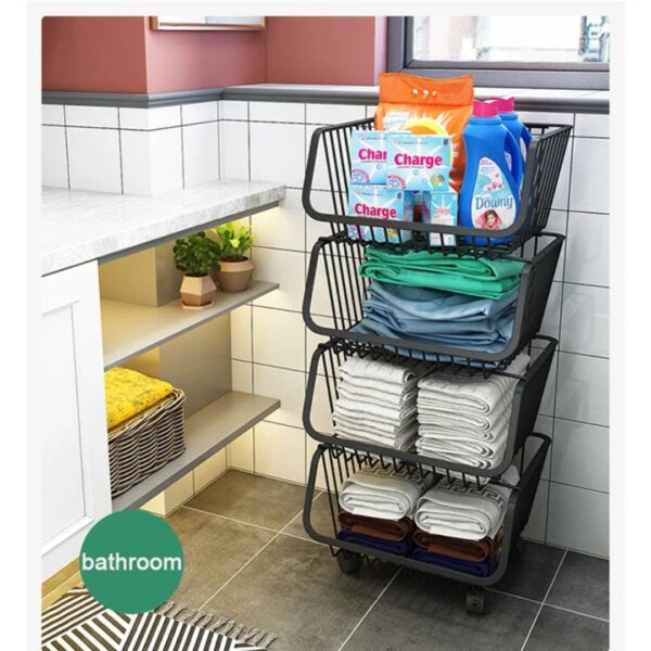 Titan-Grid 4-Tier Stackable Metal Rolling Utility Trolley