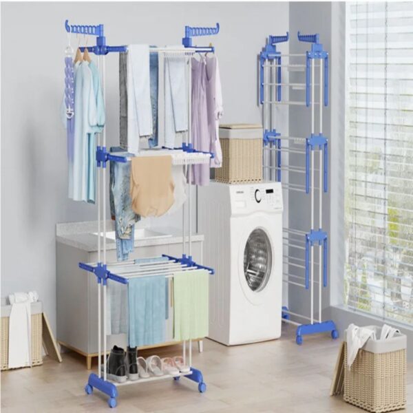 3-Tier Foldable Laundry Station with Rolling Casters