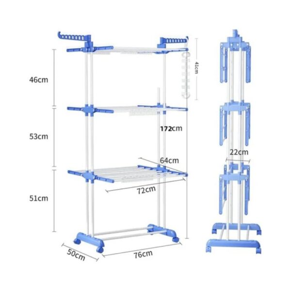 3-Tier Foldable Laundry Station with Rolling Casters
