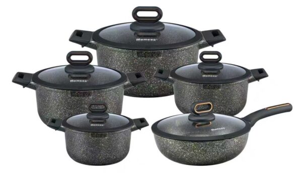 Momcoc™ Royal-Granite Elite 5-Piece High-Depth Cookware Set
