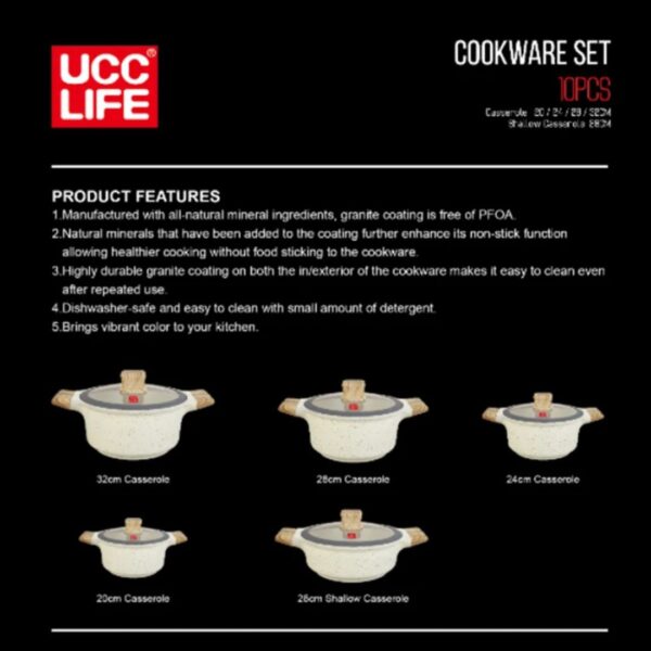 10-Piece Professional Luxury Granite-Coated Cookware Set