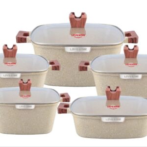 LOVE SMILE 10-Piece Professional Granite Cookware Set