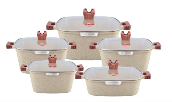 LOVE SMILE 10-Piece Professional Granite Cookware Set