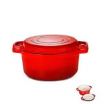 3-Piece "Crimson-Elite" Enameled Cast Iron Dutch Oven & Grill Set