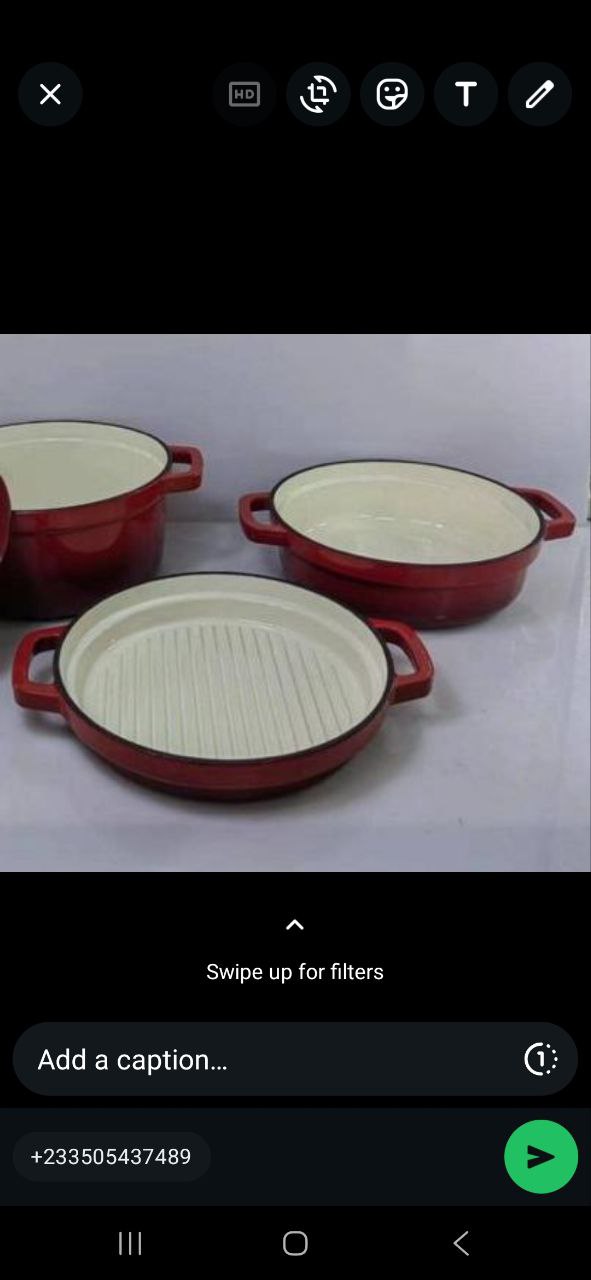 3-Piece "Crimson-Elite" Enameled Cast Iron Dutch Oven & Grill Set