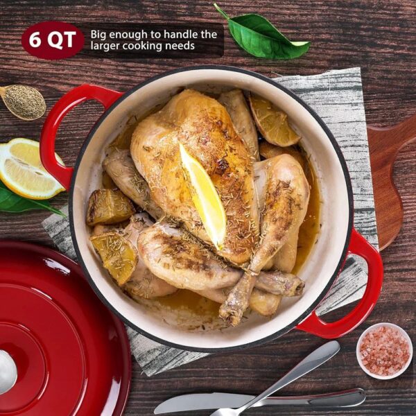 3-Piece "Crimson-Elite" Enameled Cast Iron Dutch Oven & Grill Set