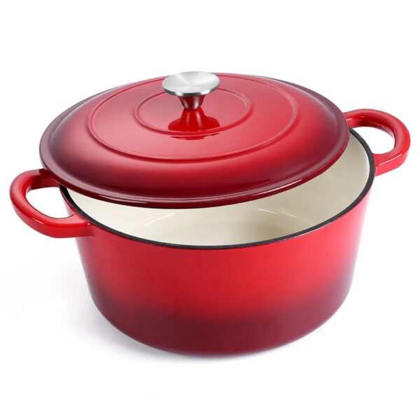 3-Piece "Crimson-Elite" Enameled Cast Iron Dutch Oven & Grill Set