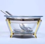 1.3L Glass & Gold Luxury Chafing Dish Set