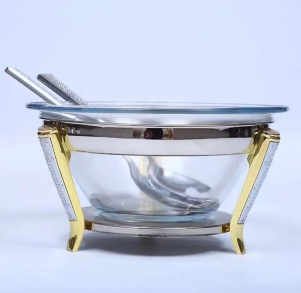 1.3L Glass & Gold Luxury Chafing Dish Set