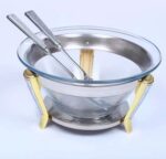 1.3L Glass & Gold Luxury Chafing Dish Set