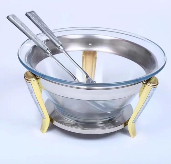 1.3L Glass & Gold Luxury Chafing Dish Set