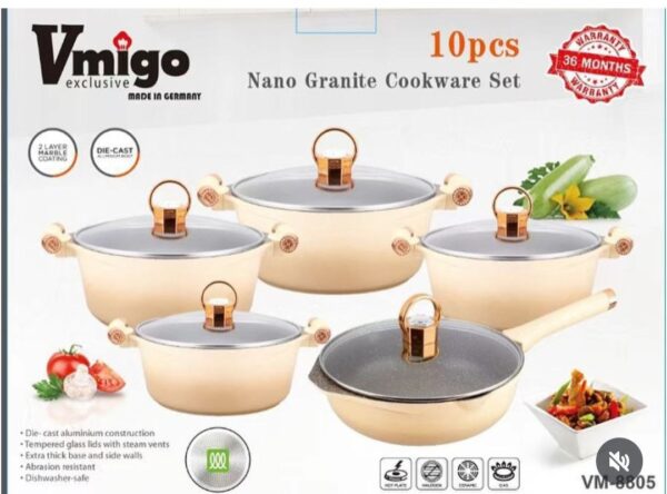 Vmigo 10-Piece Nano Granite Professional Cookware Set