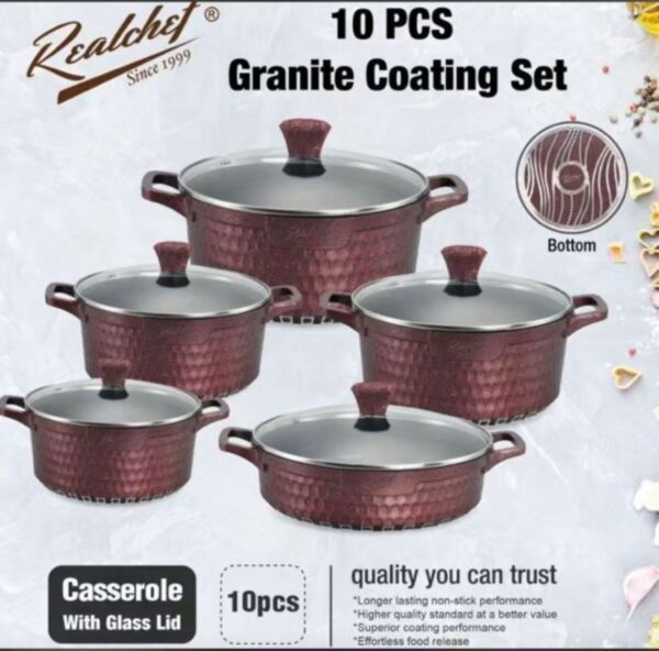RealChef 10-Piece Professional Forged Granite Cookware Set