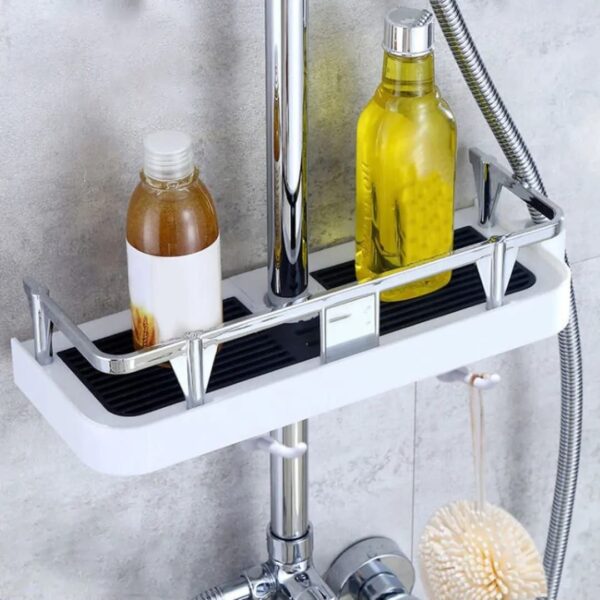 Drill-Free Shower Rod Mount Caddy