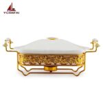 Ceramic-Elite 2.5L Luxury White & Gold Chafing Dish