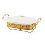 Ceramic-Elite 2.5L Luxury White & Gold Chafing Dish