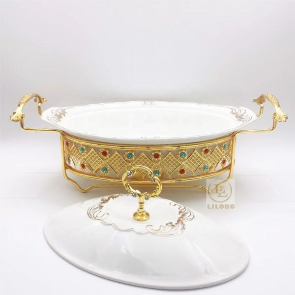 Jewel-Elite 2.0L Decorative Ceramic Oval Chafing Dish