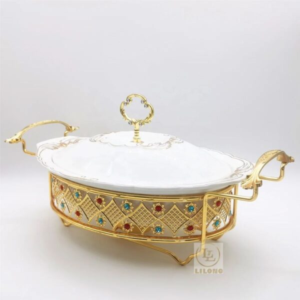 Jewel-Elite 2.0L Decorative Ceramic Oval Chafing Dish