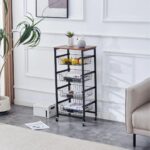 4-Tier Mobile Utility Trolley with Wood Top